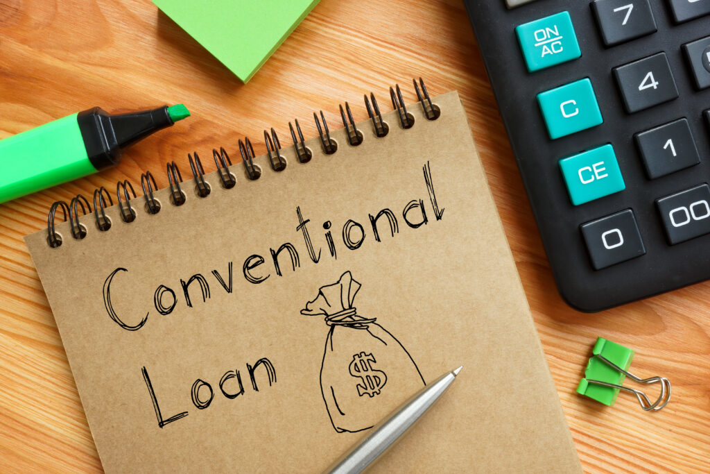 Conventional loan is shown on the business photo using the text